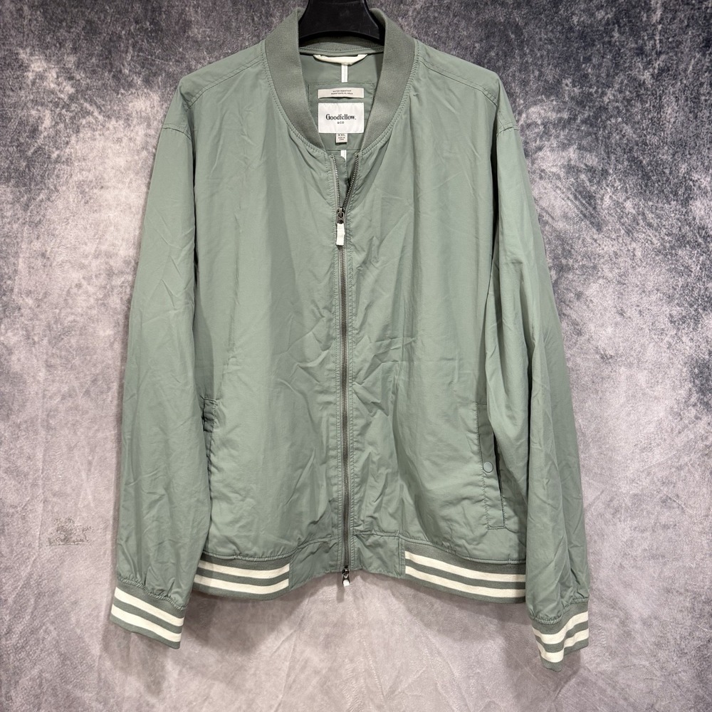 Goodfellow & Co Men's XXL Green Bomber Jacket Full Zip Lightweight Water Resist